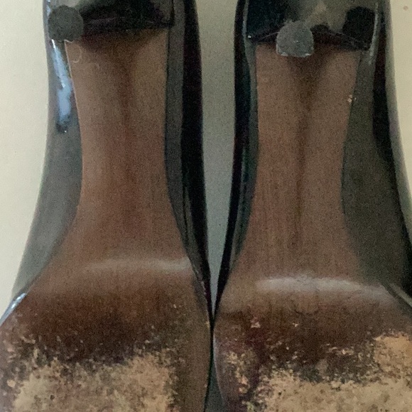 Stuart Weitzman Black Peep Toe Black Patent Leather Size 10 - Picture 6 of 7